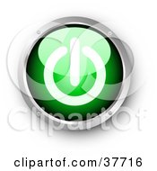 Clipart Illustration Of A Green And Chrome Shiny Power Button by KJ Pargeter