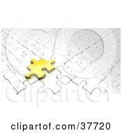 Poster, Art Print Of Gold Jigsaw Puzzle Piece Resting On A White Puzzle