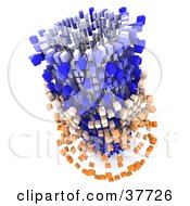 Clipart Illustration Of A Column Of Blue And Orange Floating Cubes