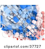 Clipart Illustration Of A Column Of Blue And Red Floating Cubes by KJ Pargeter