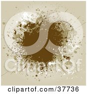 Poster, Art Print Of Beige And Brown Grunge Splatter Background With Space For Text