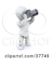 Poster, Art Print Of 3d White Character Photographer Tilting His Camera Upwards