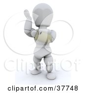 Poster, Art Print Of 3d White Character Wearing A Cast On A Broken Arm Or Wrist