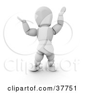3d White Character Holding His Arms Up While Shrugging Or Presenting Something