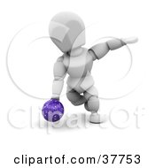 Poster, Art Print Of White Character Bending Down To Release A Bowling Ball