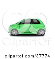 Clipart Illustration Of A 3d Green Compact Car In Profile by KJ Pargeter