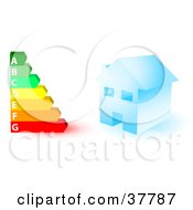 Poster, Art Print Of Blue House And A Colorful Energy Rating Graph