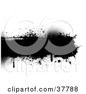 Clipart Illustration Of A Black Grunge Splatter Text Box On White