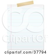 Clipart Illustration Of A Piece Of Tape On Top Of A Blank Lined Piece Of Paper