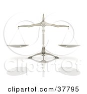 Poster, Art Print Of Balanced Scales On A Reflective White Surface