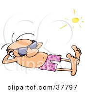 Clipart Illustration Of A Relaxed Guy In Shorts Sun Bathing And Wearing Shades