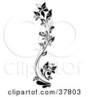 Clipart Illustration Of A Black And White Tall Flowering Plant