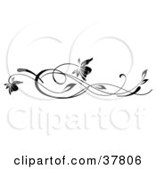 Clipart Illustration Of Two Black Flowers On Long Wavy Vines