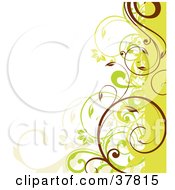 Clipart Illustration Of A Green Beige And Brown Curly Vined Edge by OnFocusMedia