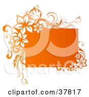 Poster, Art Print Of Gradient Orange Text Box With Floral Vine Corners