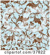 Poster, Art Print Of Brown And Blue Floral Patterned Background