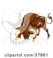 Clipart Illustration Of Taurus The Bull Lowering His Head With The Zodiac Symbol by AtStockIllustration
