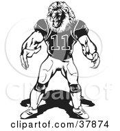 Poster, Art Print Of Black And White Lion Football Player