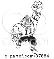 Poster, Art Print Of Black And White Tiger Football Player Roaring