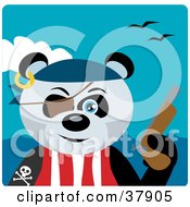 Clipart Illustration Of A Panda Bear Pirate Wearing An Eye Patch And Holding A Pistil