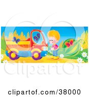 Poster, Art Print Of Boy Cranking Up His Truck As Butterflies Surround Him And A Watermelon