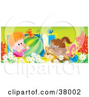 Poster, Art Print Of Boy In A Window Showing Off A Watermelon To A Bird Cat And Dog