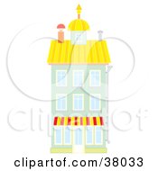 Clipart Illustration Of A Yellow Roof On A Green Building
