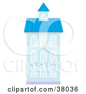 Clipart Illustration Of A Blue Building With A Blue Roof