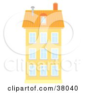 Clipart Illustration Of An Orange Building With An Orange Roof