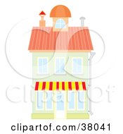 Clipart Illustration Of A Red Roof On A Green Building by Alex Bannykh