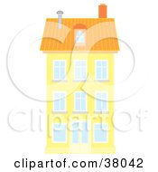 Clipart Illustration Of A Yellow Building With An Orange Roof