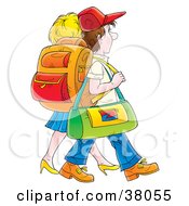 Poster, Art Print Of Traveling Couple Carrying Luggage