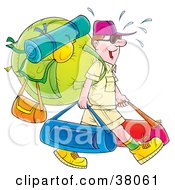 Sweaty Male Tourist Carrying Luggage