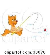 Poster, Art Print Of Fox Fishing On A Lake