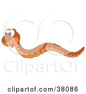 Clipart Illustration Of A Happy Brown Worm Smiling by Alex Bannykh