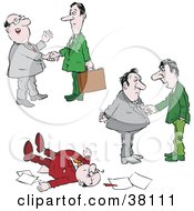 Clipart Illustration Of Businessmen Talking Shaking Hands And Collapsed On The Floor