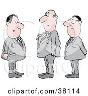 Clipart Illustration Of Three Corporate Men In Suits Standing And Talking by Alex Bannykh