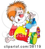 Poster, Art Print Of Young Clown Holding A Shoe
