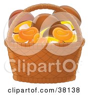 Clipart Illustration Of Gathered Mushrooms In A Basket by Alex Bannykh