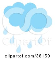 Poster, Art Print Of Blue Cloud Casting Showers On A Spring Day On A White Background
