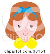 Clipart Illustration Of A Little Girl Wearing A Blue Ribbon In Her Hair