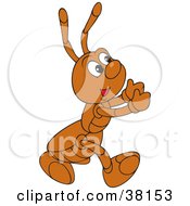 Clipart Illustration Of A Running Brown Ant by Alex Bannykh