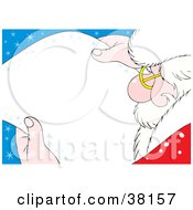 Clipart Illustration Of Santa Reading A Blank Letter With Stars