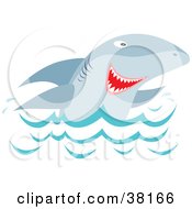Poster, Art Print Of Shark Peeping Up Over Waves
