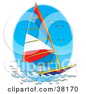 Poster, Art Print Of Seagulls Flying Over A Sailboat