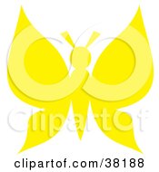 Clipart Illustration Of A Yellow Silhouetted Butterfly
