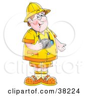 Clipart Illustration Of A Friendly Chubby Male Tourist With A Camera Around His Neck by Alex Bannykh