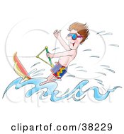 Clipart Illustration Of A Man Water Skiing And Having A Blast by Alex Bannykh