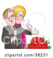 Poster, Art Print Of Happy Mature Couple Shedding Tears Over Red Roses