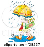 Poster, Art Print Of Badminton Players Walking Under An Umbrella In The Rain